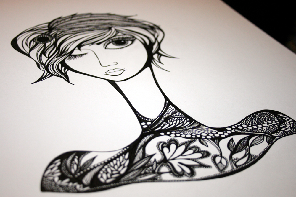 Feathersongs for Factory Girls / Original sketch by Jody Pham.